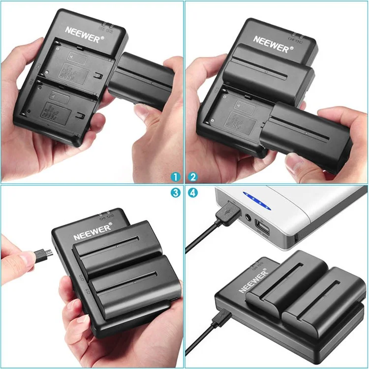 Neewer NW-576 Für Sony Camera Battery USB Ladegerät Dual Position Ladedock Mit 2 2600 Mah Np-f550-batterien