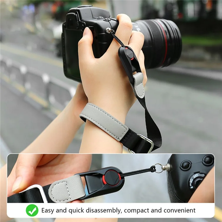 JN-GDII Quick Release Polyester Camera Carrying Strap 29-35cm Telescopic Wrist Strap - Black