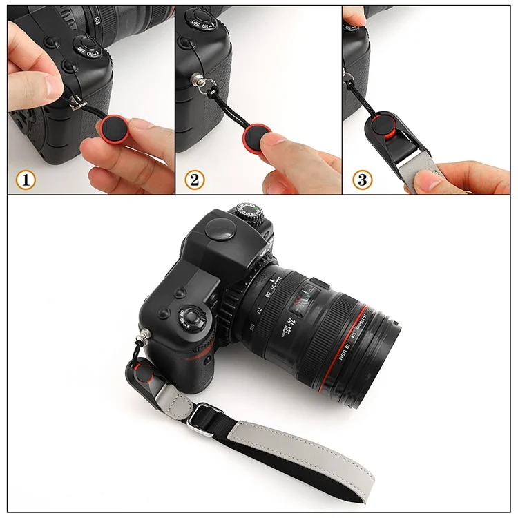 JN-GDII Quick Release Polyester Camera Carrying Strap 29-35cm Telescopic Wrist Strap - Black