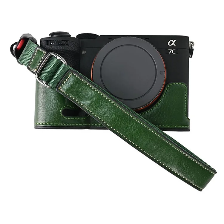 26cm Quick Release DSLR Camera Carrying Lanyard PU Leather Wrist Strap - Green