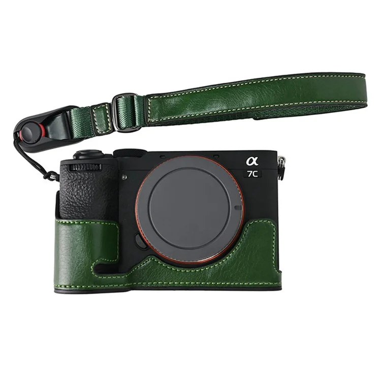 26cm Quick Release DSLR Camera Carrying Lanyard PU Leather Wrist Strap - Green
