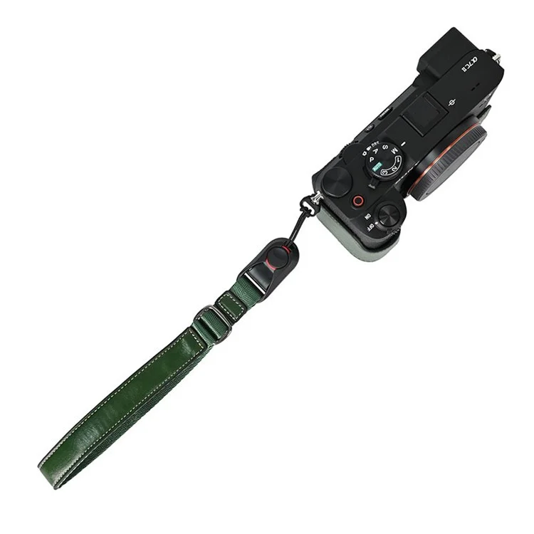 26cm Quick Release DSLR Camera Carrying Lanyard PU Leather Wrist Strap - Green