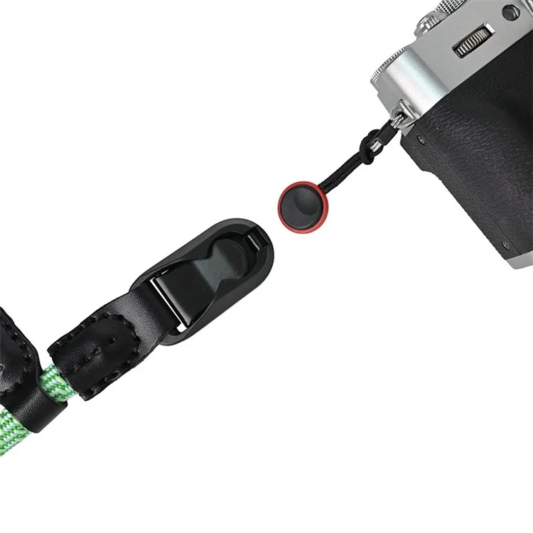 23cm DSLR Camera Carrying Lanyard Braided Nylon PU Leather Quick Release Wrist Strap - Green