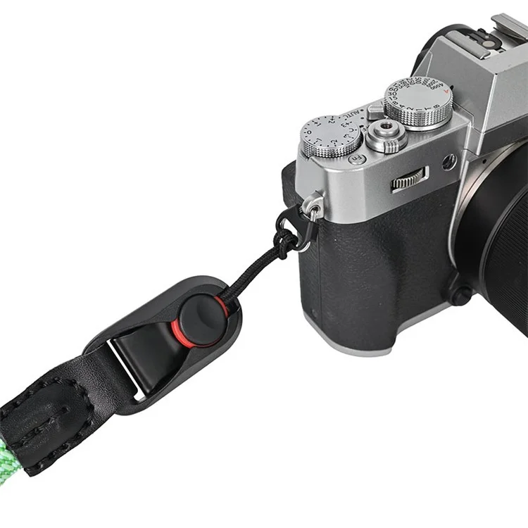 23cm DSLR Camera Carrying Lanyard Braided Nylon PU Leather Quick Release Wrist Strap - Green