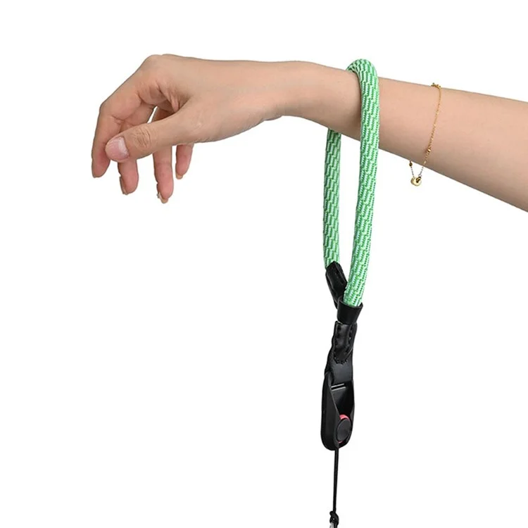 23cm DSLR Camera Carrying Lanyard Braided Nylon PU Leather Quick Release Wrist Strap - Green