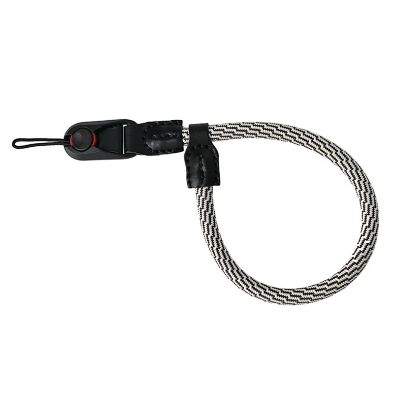 23cm DSLR Camera Carrying Lanyard Braided Nylon PU Leather Quick Release Wrist Strap - Black+White