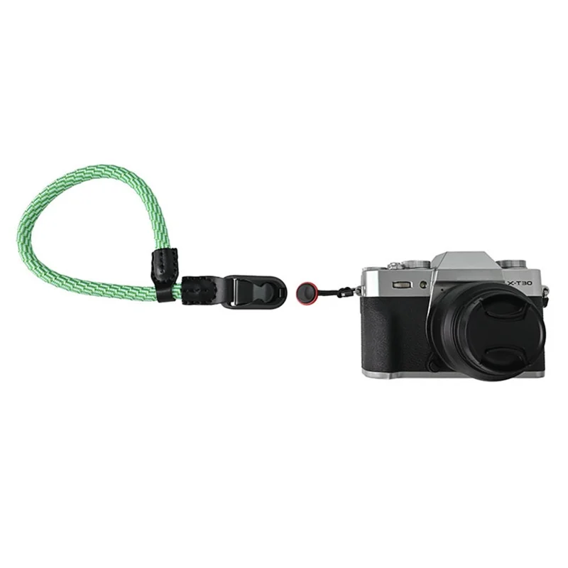 23cm DSLR Camera Carrying Lanyard Braided Nylon PU Leather Quick Release Wrist Strap - Black+White