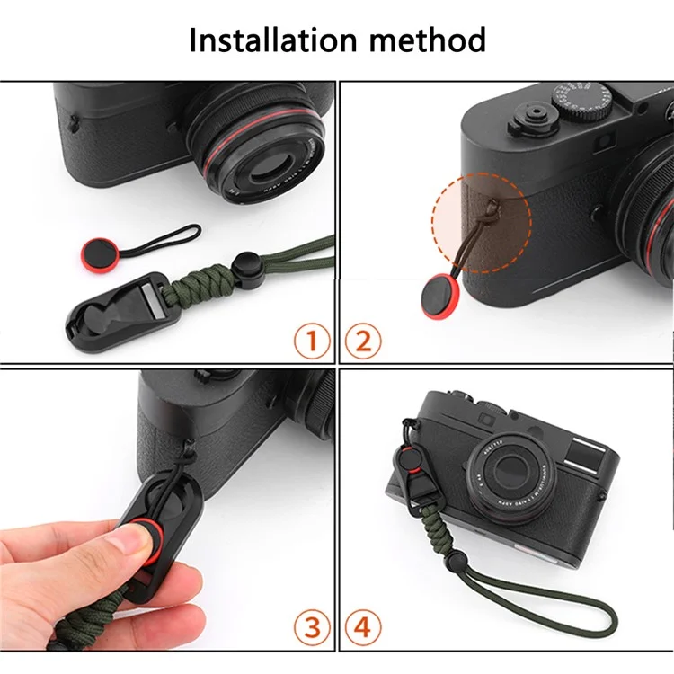 BJ-02 DSLR Camera Wrist Strap Quick Release Cotton Rope Hand Strap - Black