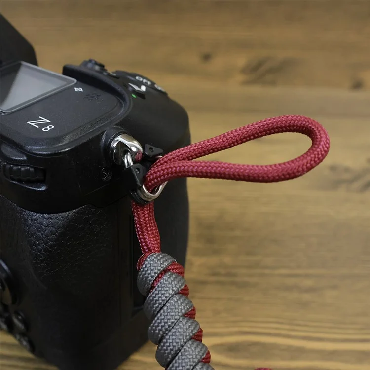 Camera Wrist Strap Hand Grip Nylon Woven Wristband for DSLR / SLR / Nikon / Fujifilm / Canon - Grey+Red