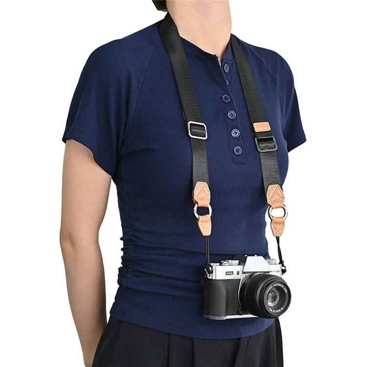 Nylon Camera Shoulder Strap Adjustable Portable Action Camera Crossbody Lanyard - Black