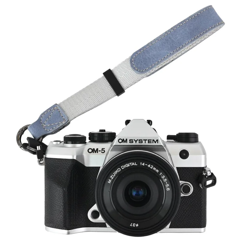 Camera Wrist Strap for Sony  /  Fuji  /  Canon  /  Nikon  /  Panasonic Lychee Pattern Faux Leather Mirrorless DSLR Hand Strap - Blue