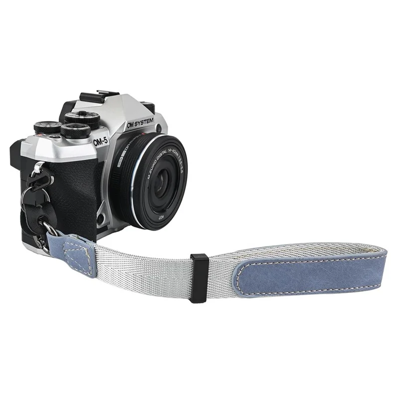 Camera Wrist Strap for Sony  /  Fuji  /  Canon  /  Nikon  /  Panasonic Lychee Pattern Faux Leather Mirrorless DSLR Hand Strap - Blue