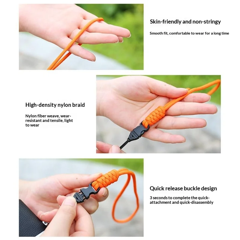 27cm Camera Wrist Strap Nylon Braided Hand Strap with Quick Release Buckle for Mirrorless DSLR Digital Camera Phone - Orange
