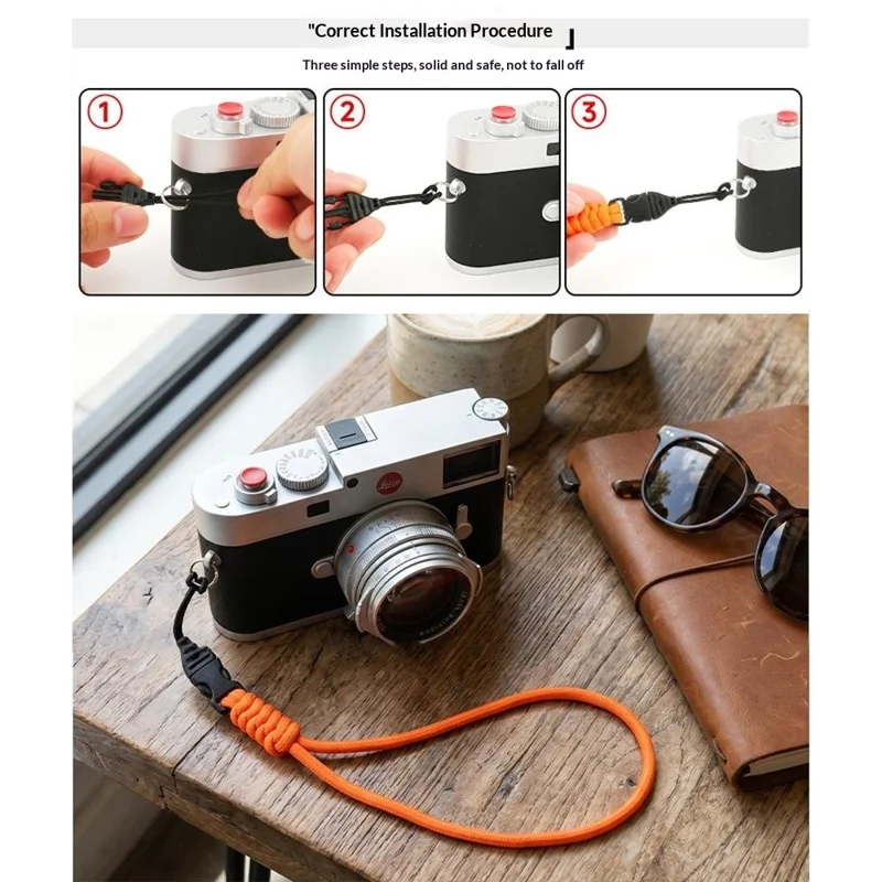 27cm Camera Wrist Strap Nylon Braided Hand Strap with Quick Release Buckle for Mirrorless DSLR Digital Camera Phone - Orange