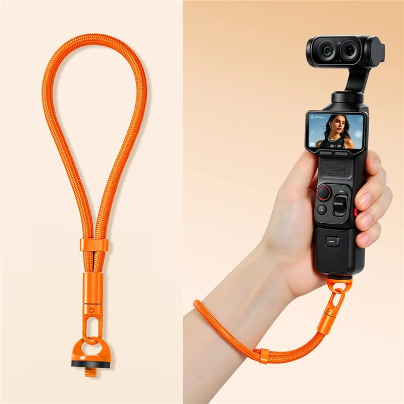 21cm Hand Strap for Insta360 Luna Ultra Camera Adjustable Wrist Lanyard Anti-Lost Self-Locking Buckle Polyester Rope - Orange
