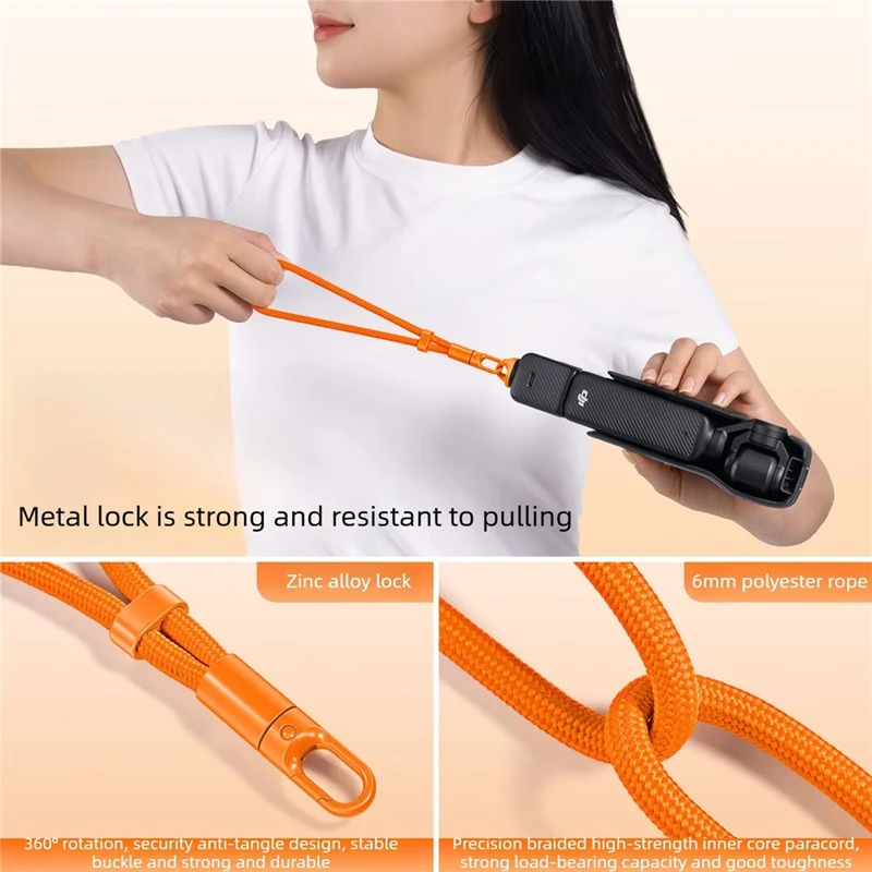 21cm Hand Strap for Insta360 Luna Ultra Camera Adjustable Wrist Lanyard Anti-Lost Self-Locking Buckle Polyester Rope - Orange