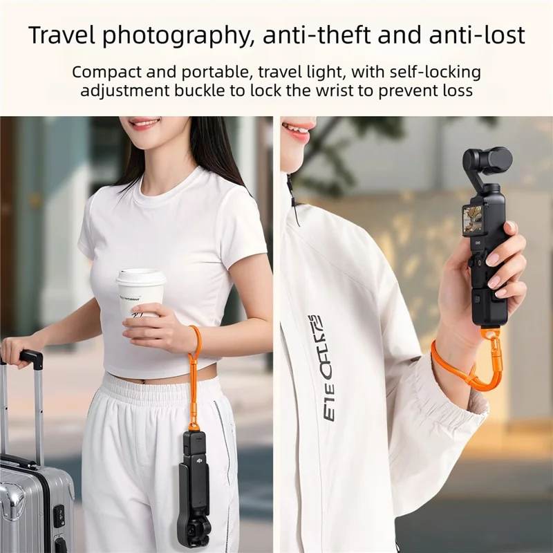 21cm Hand Strap for Insta360 Luna Ultra Camera Adjustable Wrist Lanyard Anti-Lost Self-Locking Buckle Polyester Rope - Orange