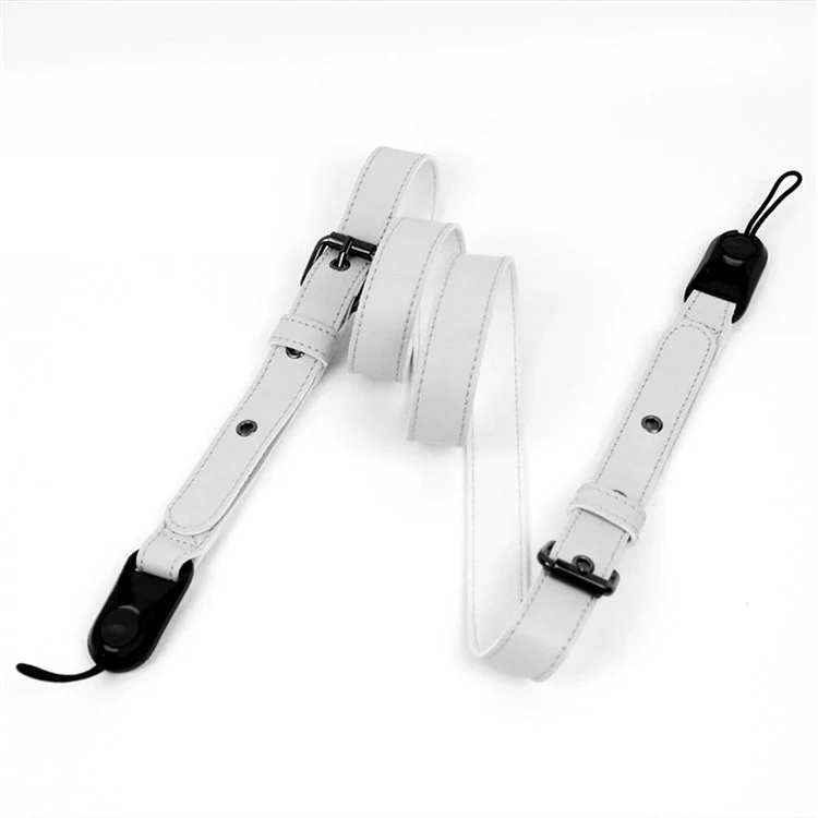 Quick Release Camera PU Leather Strap SLR Camera Carrying Belt Adjustable Shoulder Strap - White