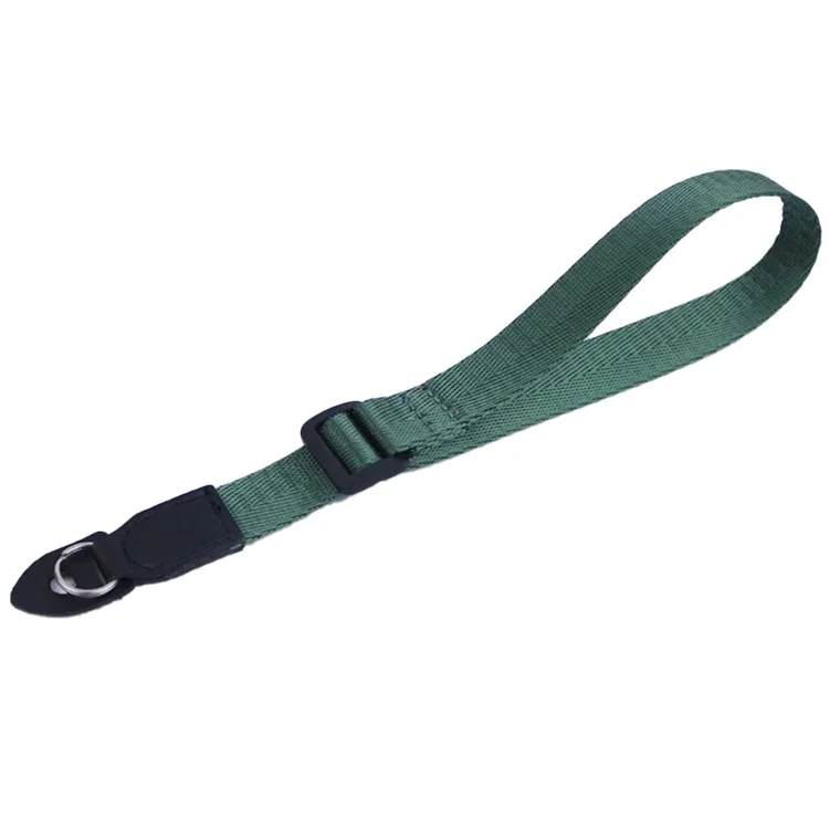 For DSLR Camera with Round Hole Connector Non-slip Adjustable Nylon Wrist Strap Hand Grip Rope - Green