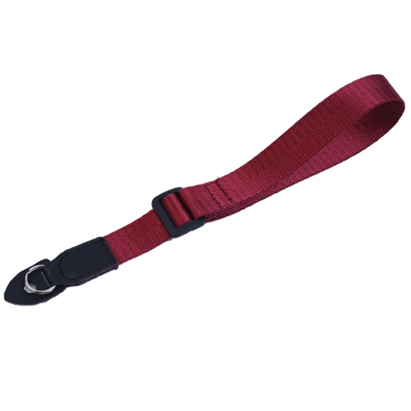 For DSLR Camera with Round Hole Connector Non-slip Adjustable Nylon Wrist Strap Hand Grip Rope - Red