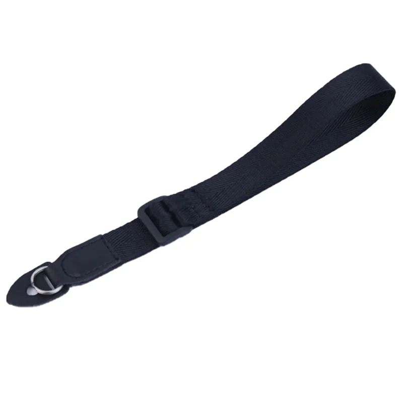 For DSLR Camera with Round Hole Connector Non-slip Adjustable Nylon Wrist Strap Hand Grip Rope - Black