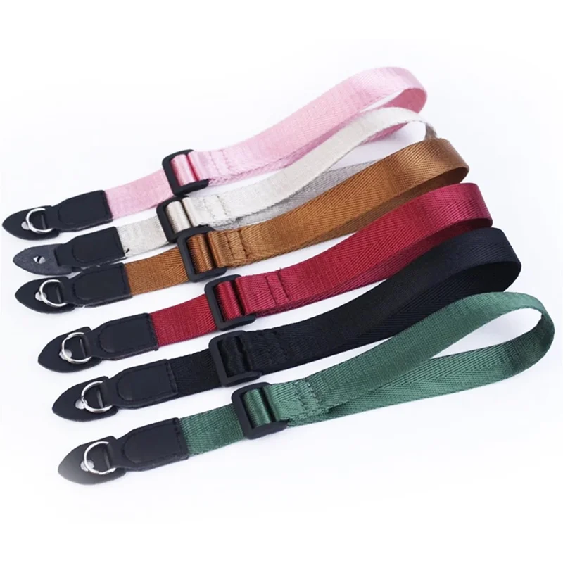 For DSLR Camera with Round Hole Connector Non-slip Adjustable Nylon Wrist Strap Hand Grip Rope - Black