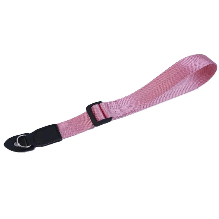 For DSLR Camera with Round Hole Connector Non-slip Adjustable Nylon Wrist Strap Hand Grip Rope - Pink
