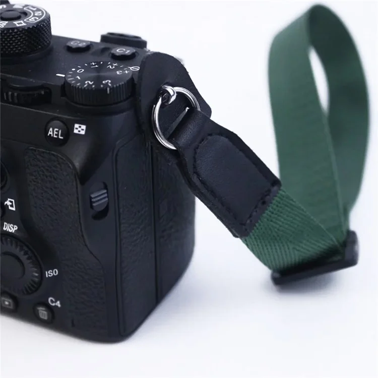For DSLR Camera with Round Hole Connector Non-slip Adjustable Nylon Wrist Strap Hand Grip Rope - Pink