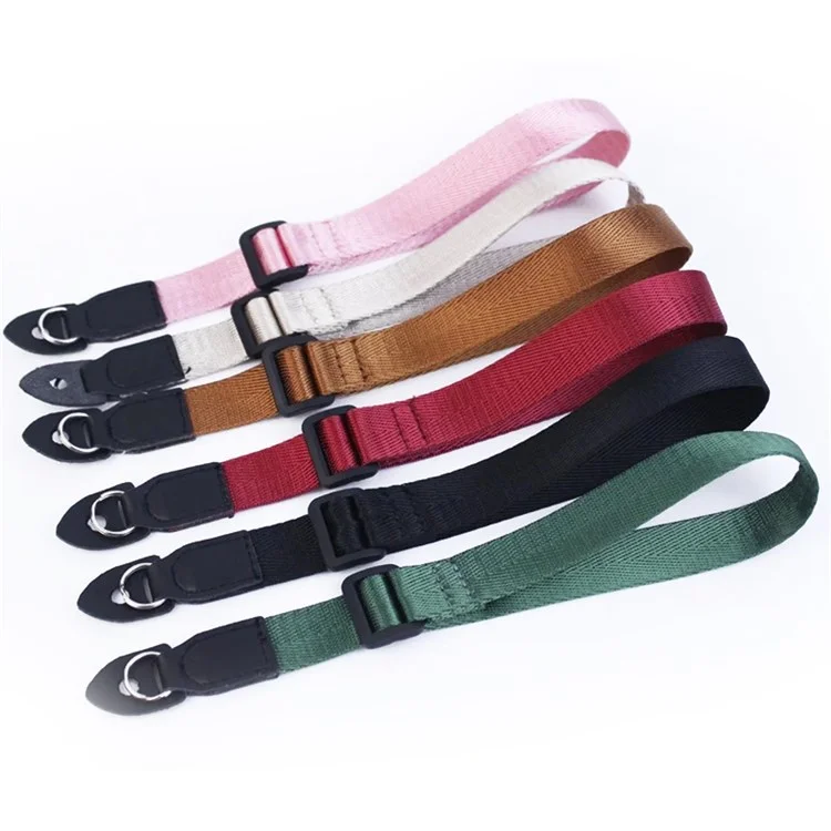 For DSLR Camera with Round Hole Connector Non-slip Adjustable Nylon Wrist Strap Hand Grip Rope - Pink