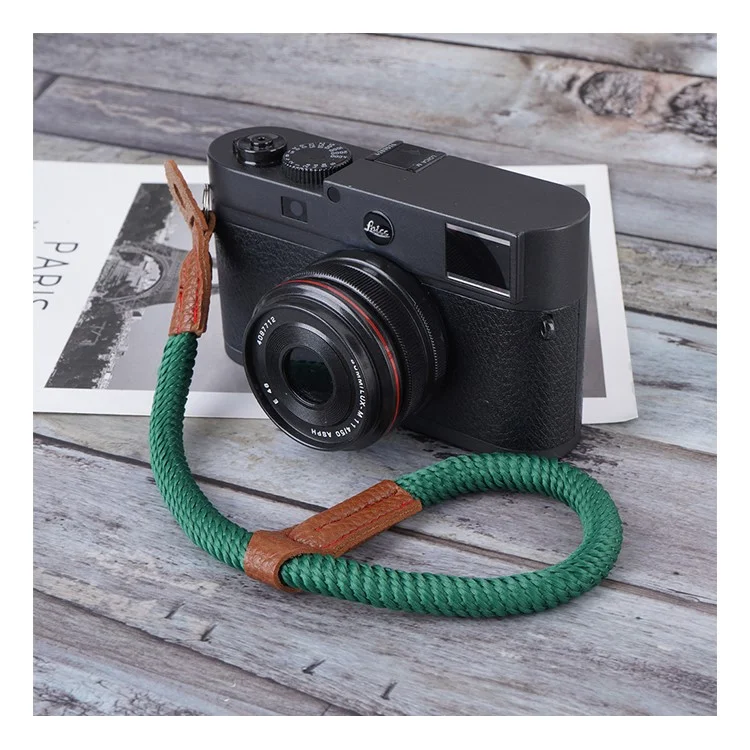 For Sony / Leica / Fujifilm Camera Cotton Woven Round Hand Strap SLR Camera Anti-lost Wrist Rope - Green