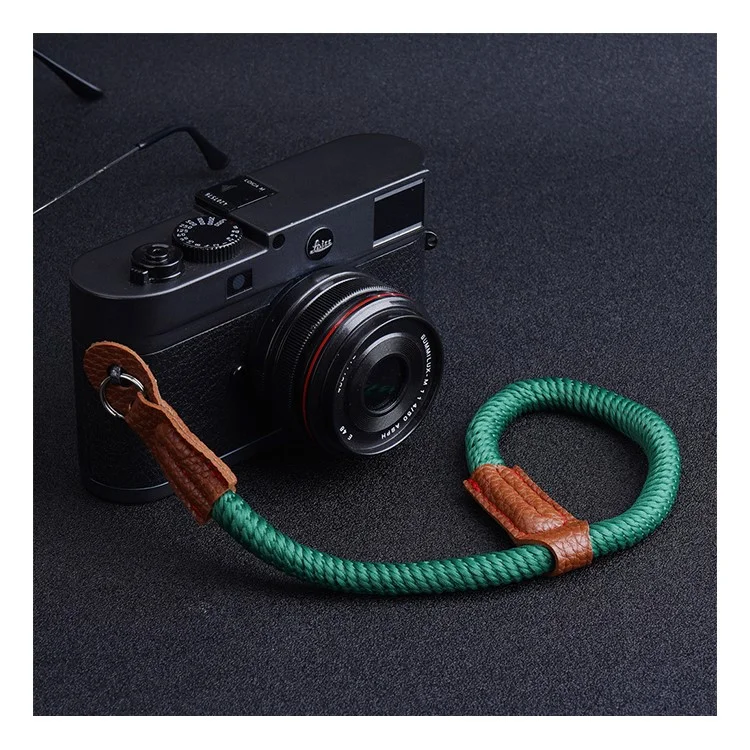 For Sony / Leica / Fujifilm Camera Cotton Woven Round Hand Strap SLR Camera Anti-lost Wrist Rope - Green