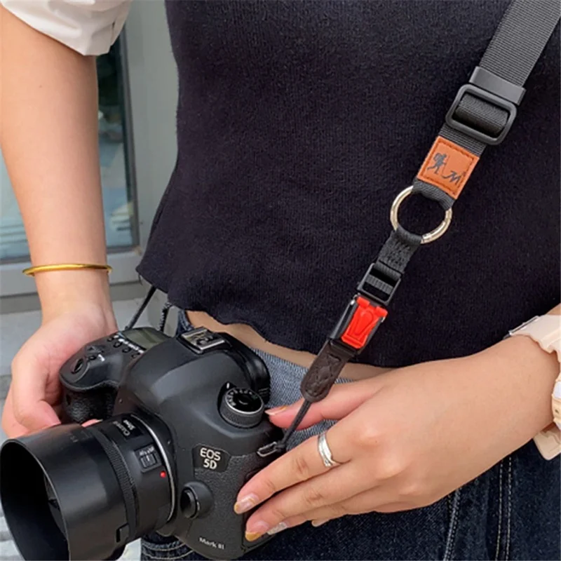 JN-XJ Adjustable Quick Release Camera Shoulder Sling Neck Belt Strap for Leica Canon Nikon Fujifilm - Black