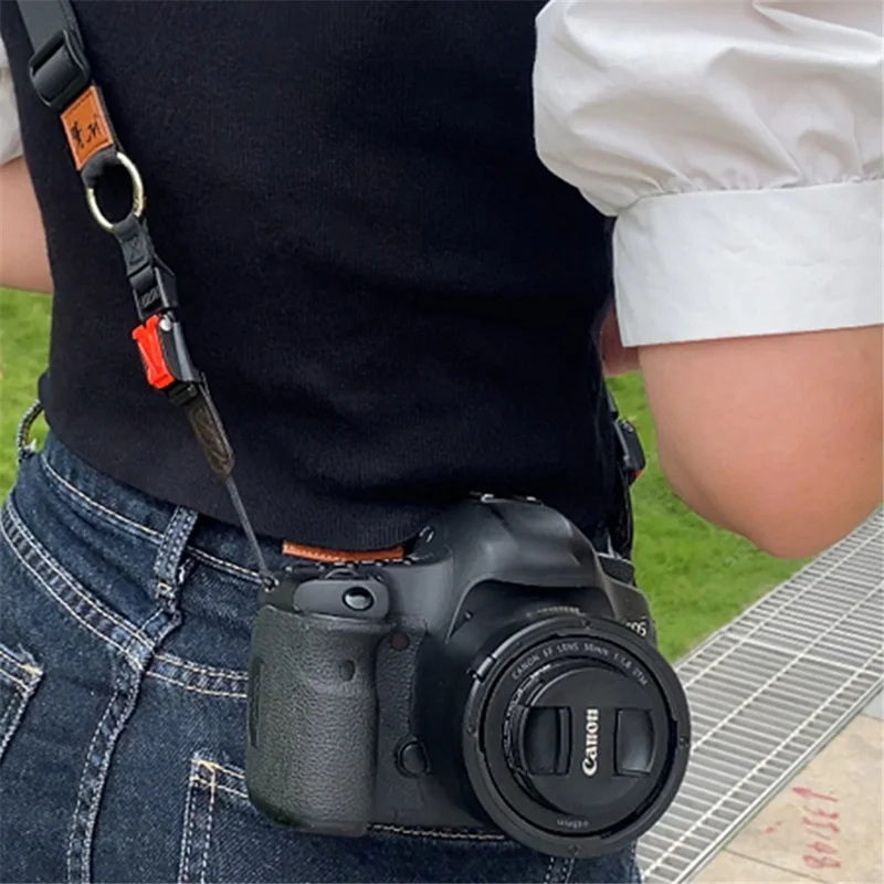 JN-XJ Adjustable Quick Release Camera Shoulder Sling Neck Belt Strap for Leica Canon Nikon Fujifilm - Black