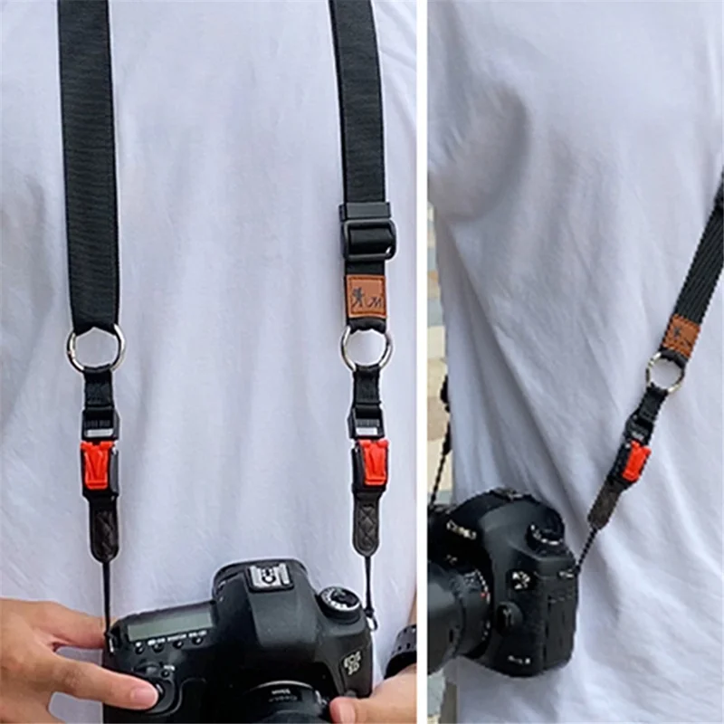 JN-XJ Adjustable Quick Release Camera Shoulder Sling Neck Belt Strap for Leica Canon Nikon Fujifilm - Black