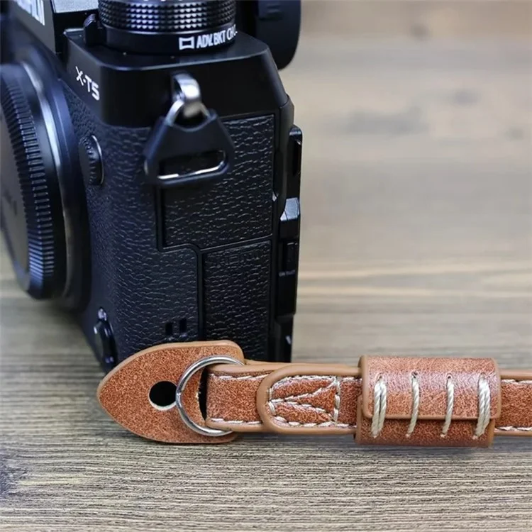 For Fujifilm xt5 / xh2 / xt4 / xs10 / xt30II Camera PU Leather Hand Strap SLR Camera Anti-lost Wrist Rope - White
