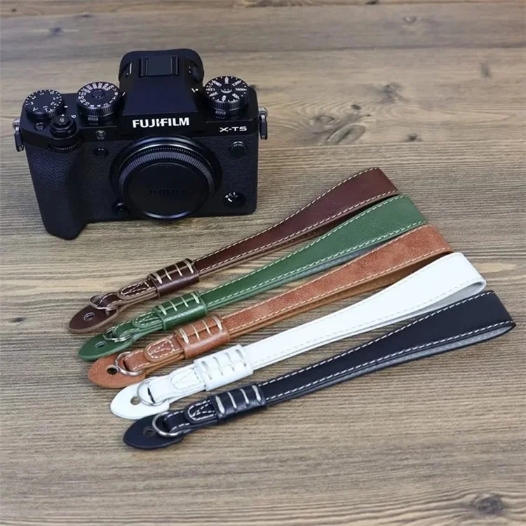 For Fujifilm xt5 / xh2 / xt4 / xs10 / xt30II Camera PU Leather Hand Strap SLR Camera Anti-lost Wrist Rope - White