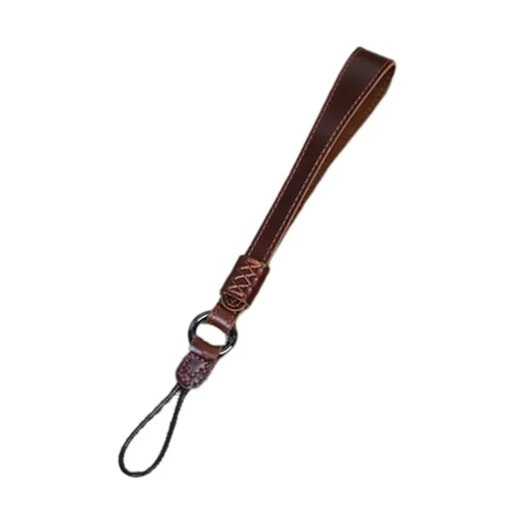 For Fujifilm XT4 / A7r5 / A7M4 / X100v / XH2 Camera Carrying Strap Top Layer Cowhide Leather Quick Release Hand Rope - Coffee