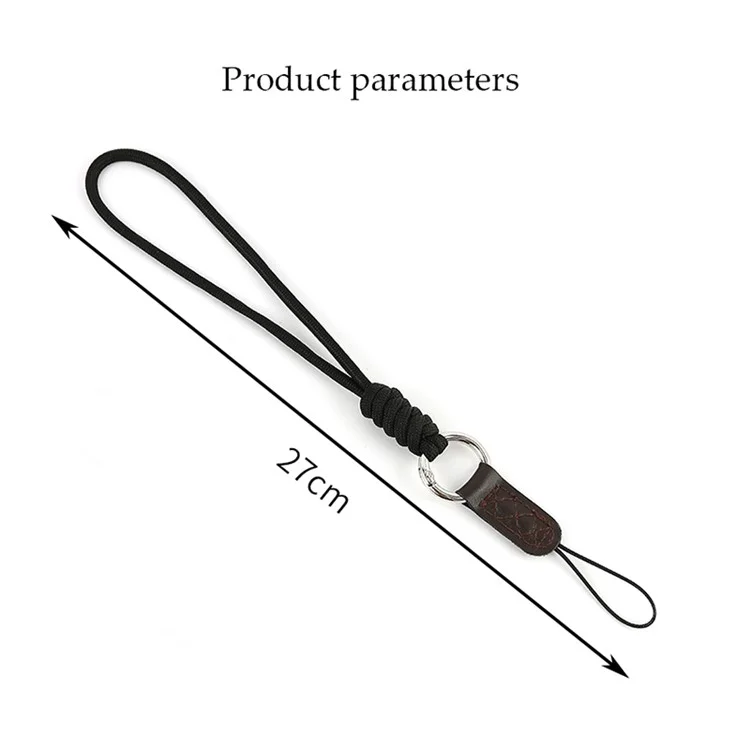 SLR Camera Cotton Braided Hand Strap Camera Cellphone Key Lanyard Anti-lost Wrist Rope - Black
