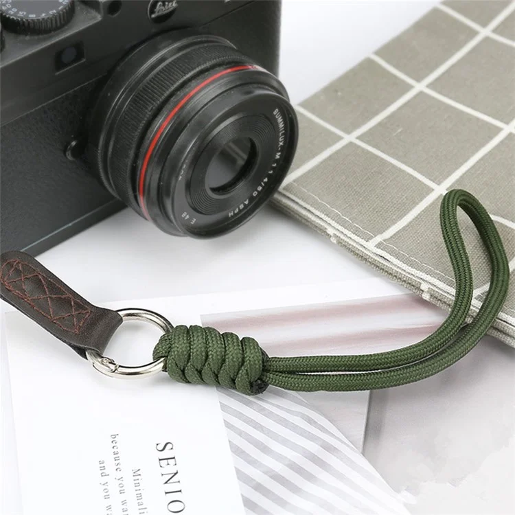 SLR Camera Cotton Braided Hand Strap Camera Cellphone Key Lanyard Anti-lost Wrist Rope - Black
