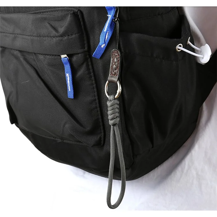 SLR Camera Cotton Braided Hand Strap Camera Cellphone Key Lanyard Anti-lost Wrist Rope - Black