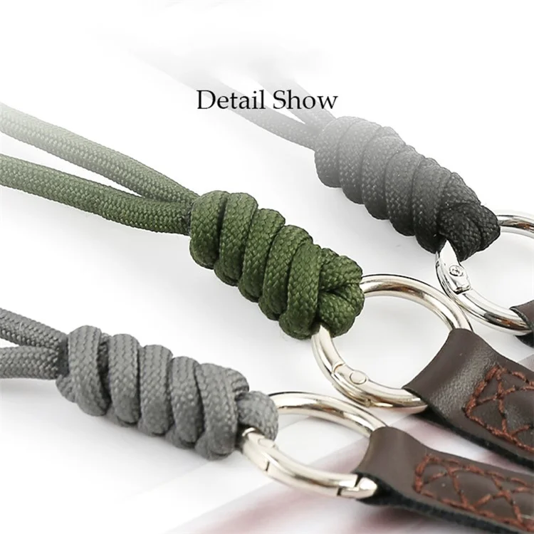 SLR Camera Cotton Braided Hand Strap Camera Cellphone Key Lanyard Anti-lost Wrist Rope - Black