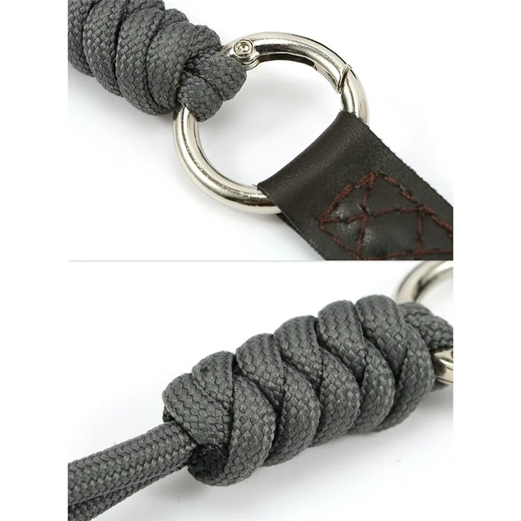 SLR Camera Cotton Braided Hand Strap Camera Cellphone Key Lanyard Anti-lost Wrist Rope - Black