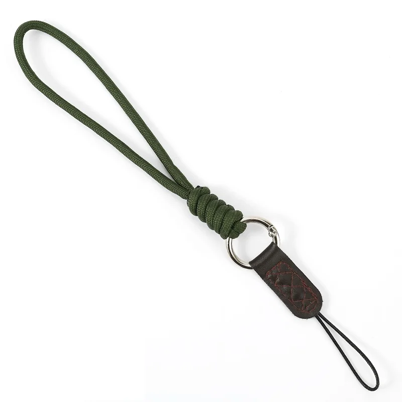 SLR Camera Cotton Braided Hand Strap Camera Cellphone Key Lanyard Anti-lost Wrist Rope - Blackish Green