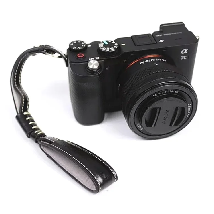 Camera Carrying PU Leather Hand Strap SLR Camera Anti-lost Wrist Rope - Black