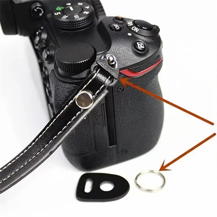 Camera Carrying PU Leather Hand Strap SLR Camera Anti-lost Wrist Rope - Black