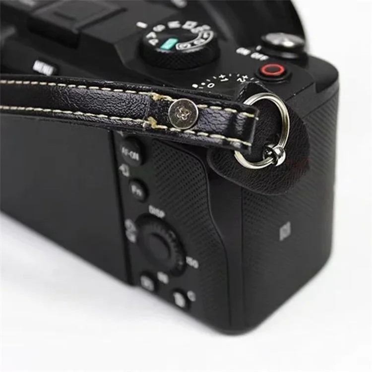 Camera Carrying PU Leather Hand Strap SLR Camera Anti-lost Wrist Rope - Black