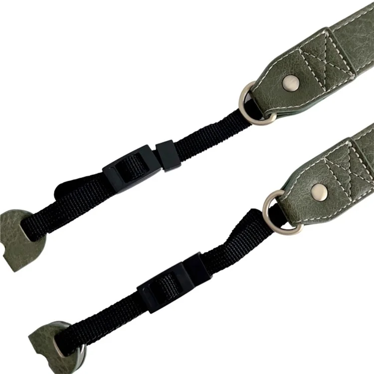 DSLR SLR Camera Strap PU Leather Camera Neck Shoulder Strap for Canon Nikon Sony Fujifilm Panasonic - Vert