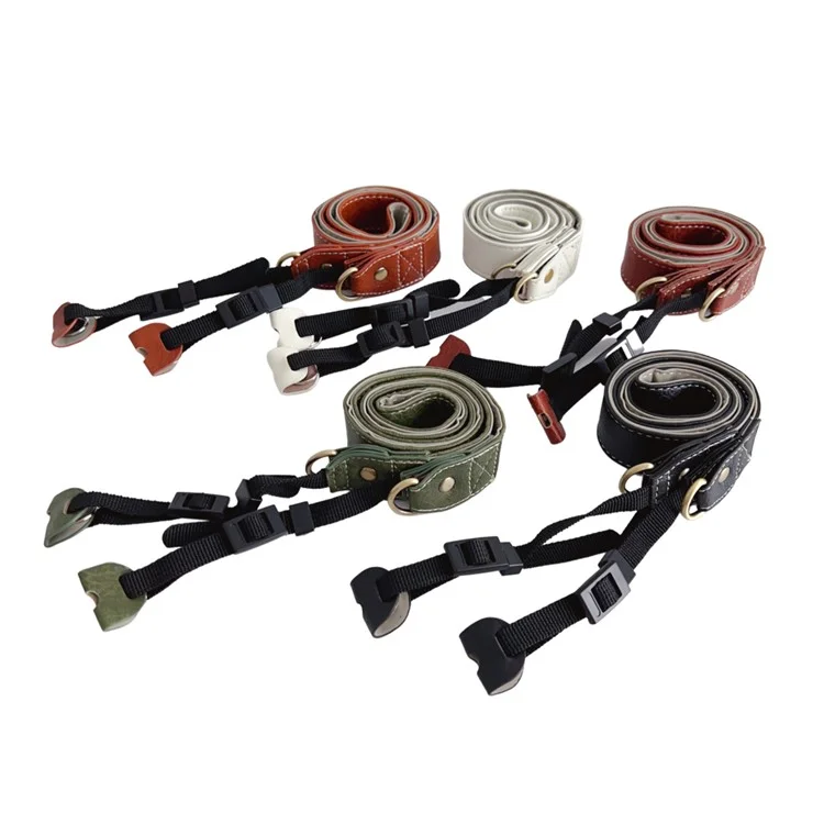 DSLR SLR Camera Strap PU Leather Camera Neck Shoulder Strap for Canon Nikon Sony Fujifilm Panasonic - Vert