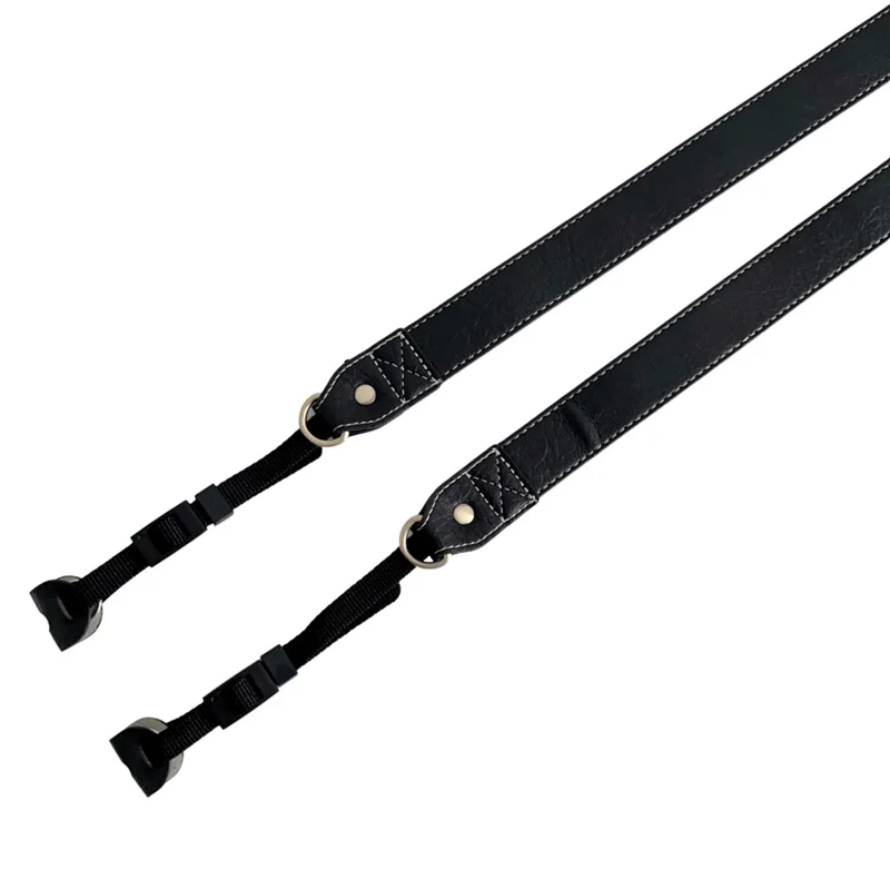 DSLR SLR Camera Strap PU Leather Camera Neck Shoulder Strap for Canon Nikon Sony Fujifilm Panasonic - Black