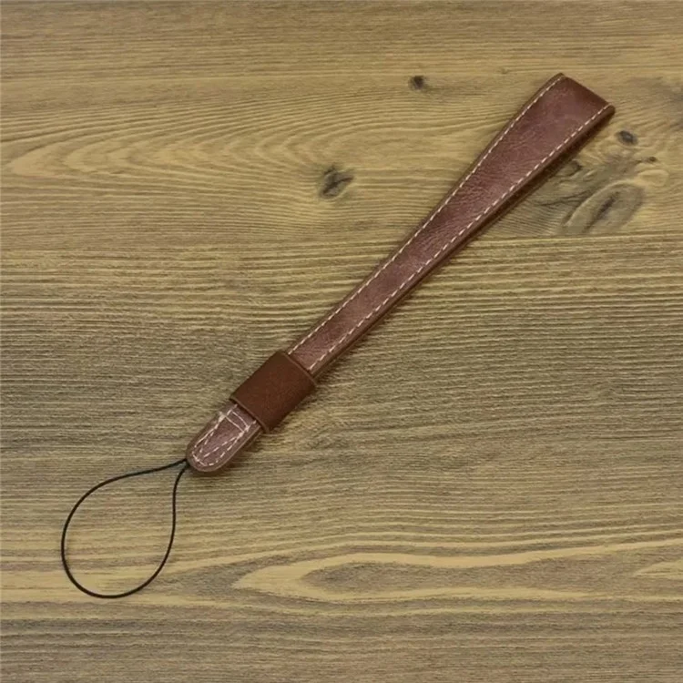 For Sony RX100 ZV-1F / Panasonic LX10 PU Leather Wrist Strap Camera Carrying Strap - Coffee